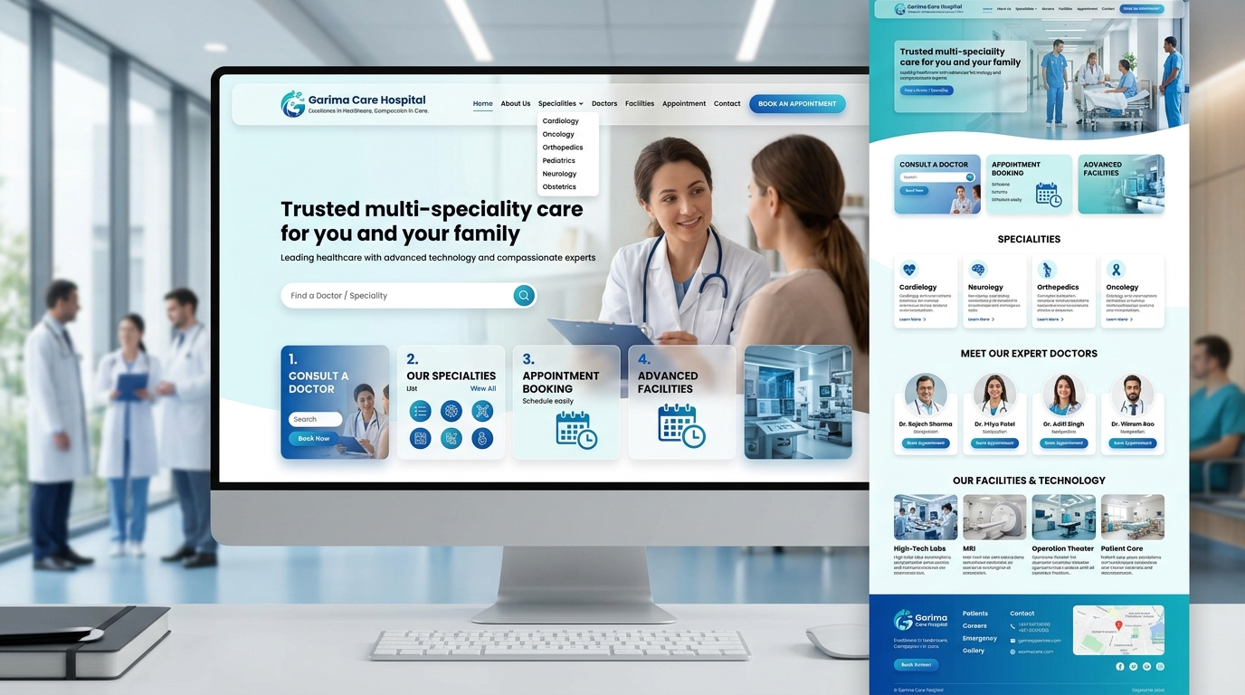 Garima Care Hospital Website